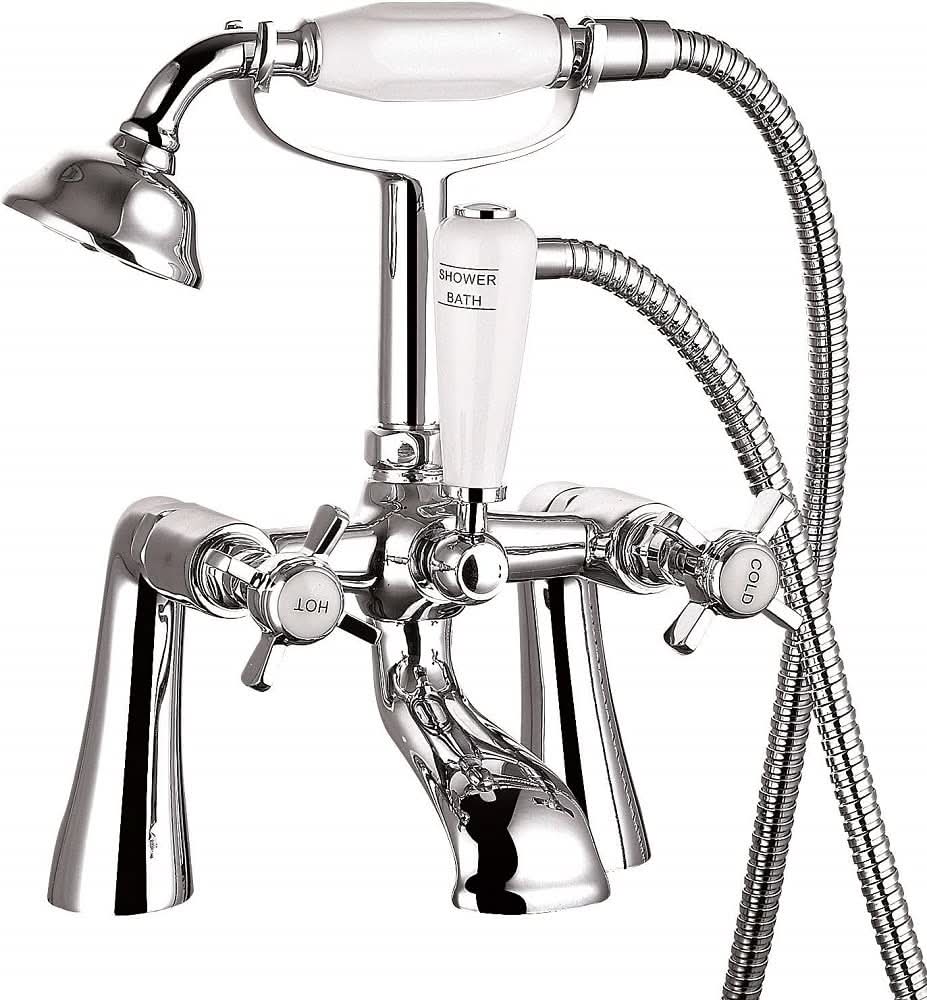 Regency Traditional Bath Shower Mixer Tap with Kit - Chrome