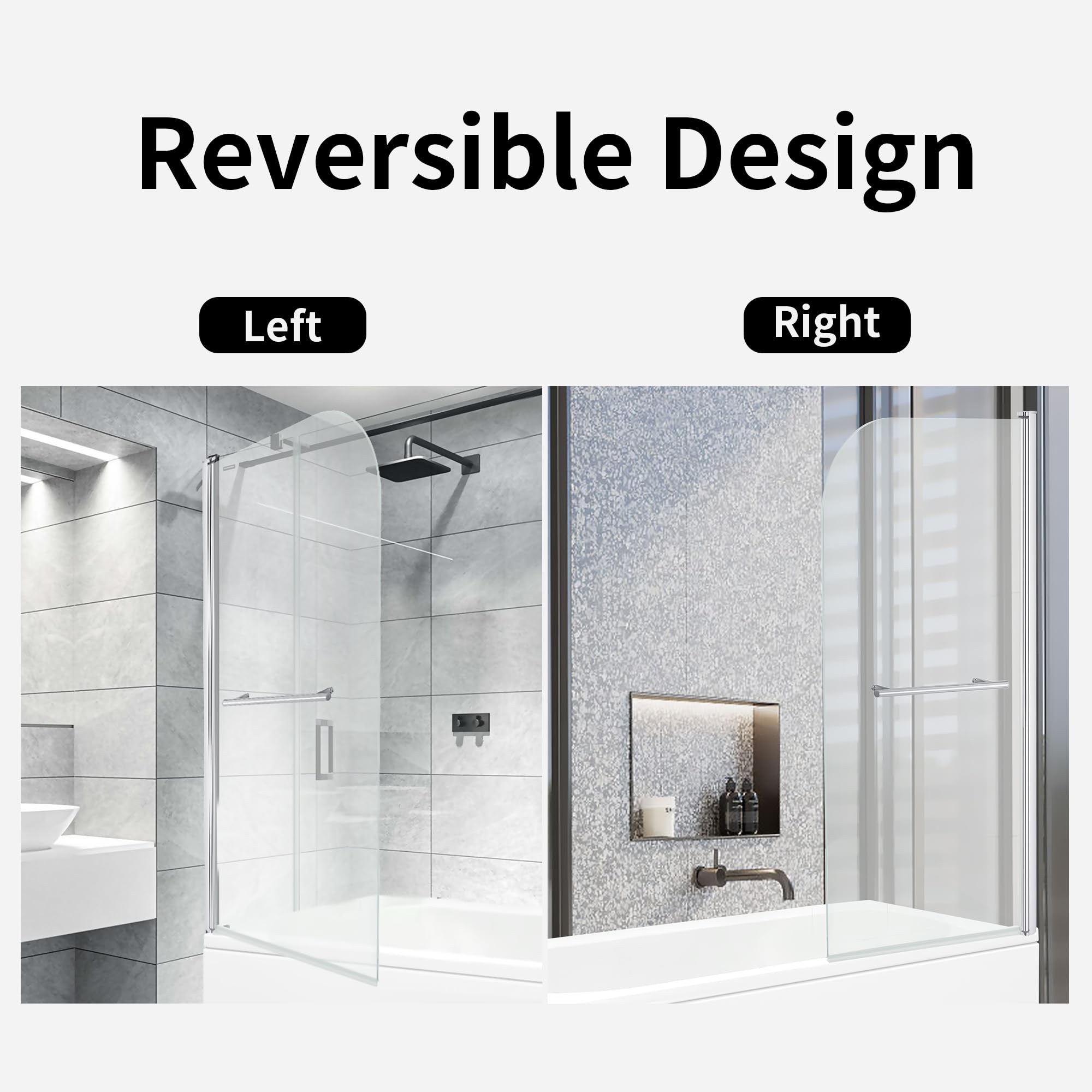 Curved Edge Bath Screen with Towel Rail - 1400 x 800mm