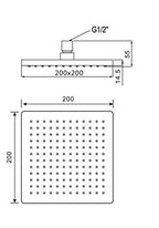 Square Fixed Head ABS 200x200 mm chrome