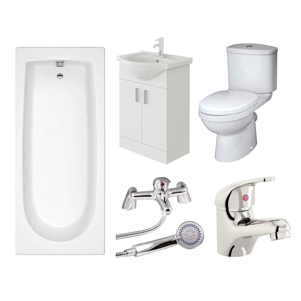Rosina Single Ended 1700mm Bath, Toilet, Taps Bathroom Suite