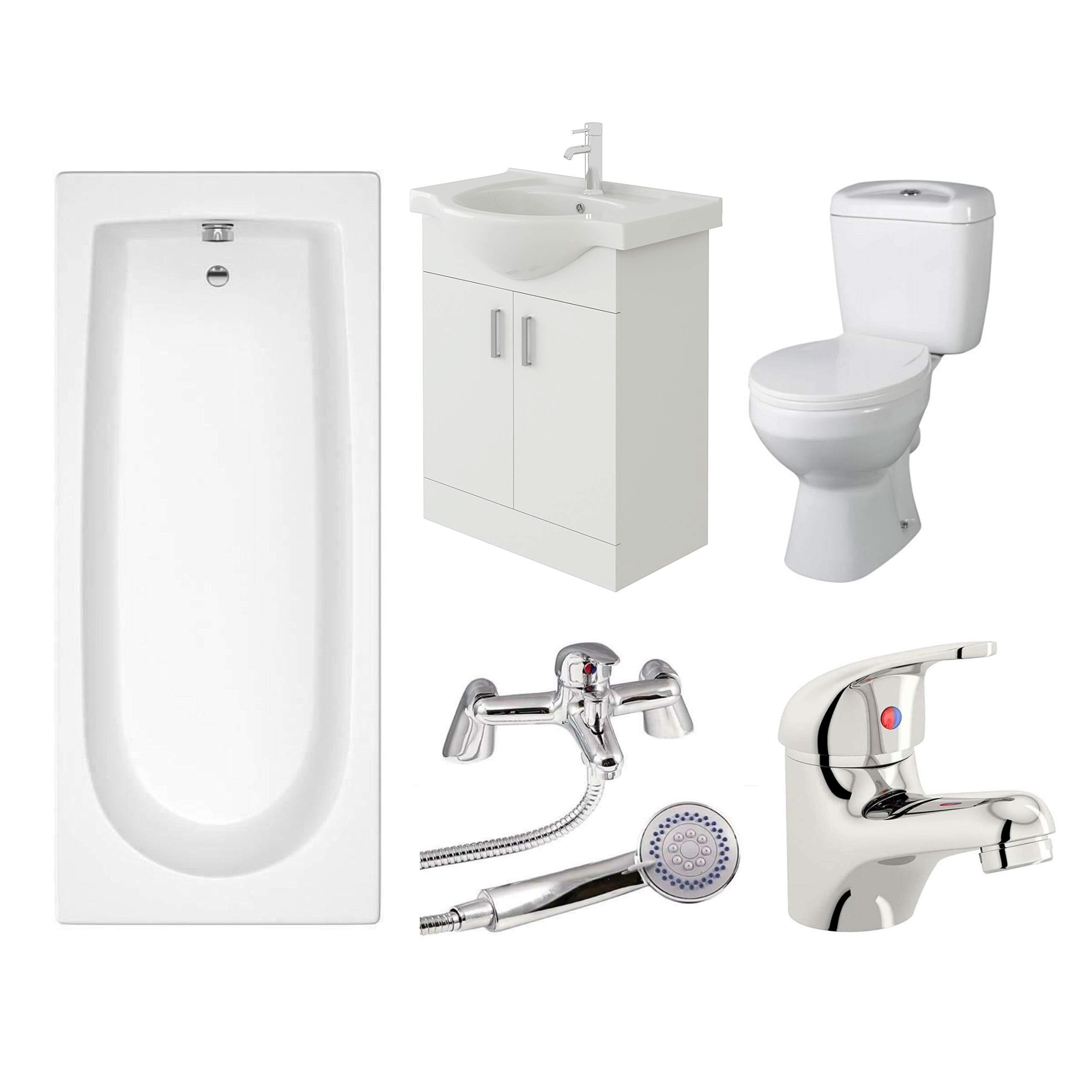 Rosina 1600mm Bath Vanity Basin Unit Toilet & Mixer Taps Bathroom Suite