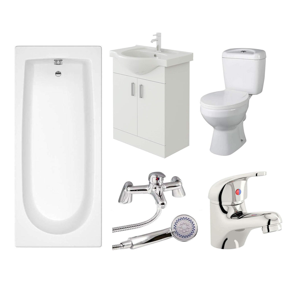 Rosina 1700mm Bath Vanity Basin Unit Toilet & Mixer Taps Bathroom Suite
