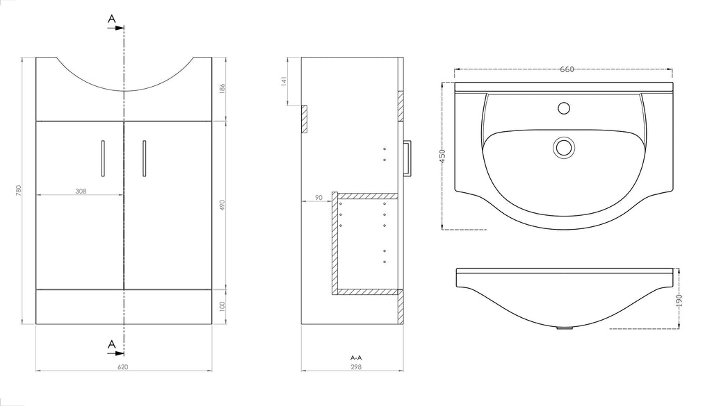Rosina 1700mm Bath, White Vanity Unit & Taps Bathroom Suite