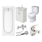 Rosina 1800mm Bath, White Vanity Unit & Taps Bathroom Suite