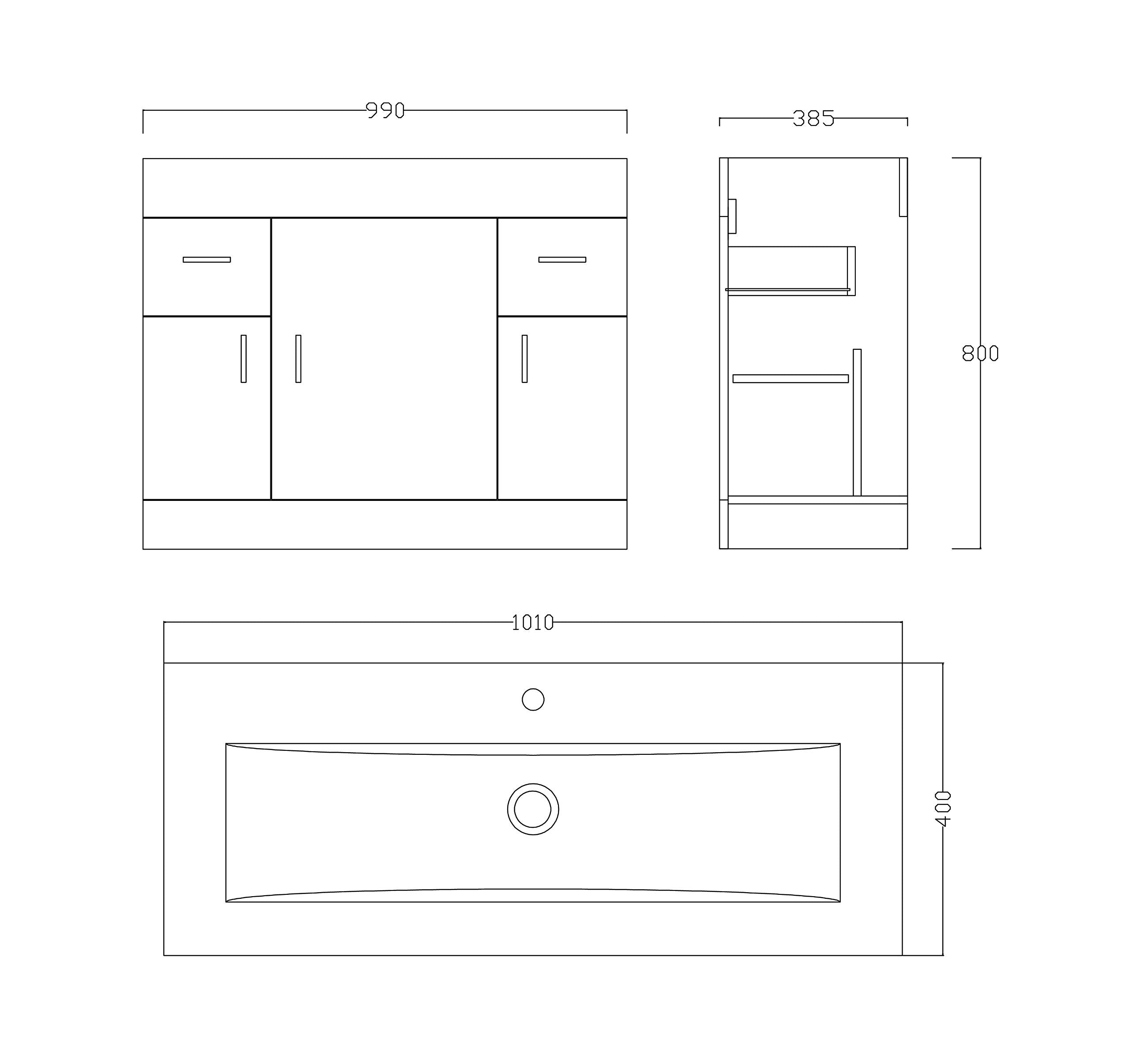 Sobek 1000mm Vanity Sink Unit & Waterfall Basin Mixer Tap