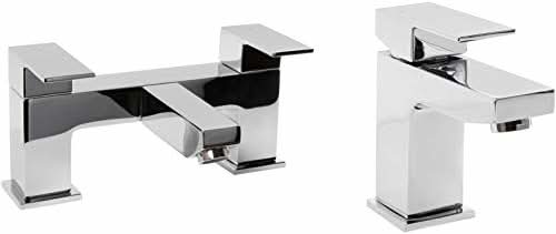 Margate Bath Basin Taps Set Designer Chrome Sink Mixer & Bath Filler Tap