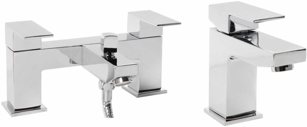 Margate Bath Basin Taps Set Designer Chrome Sink Tap & Bath Shower Mixer