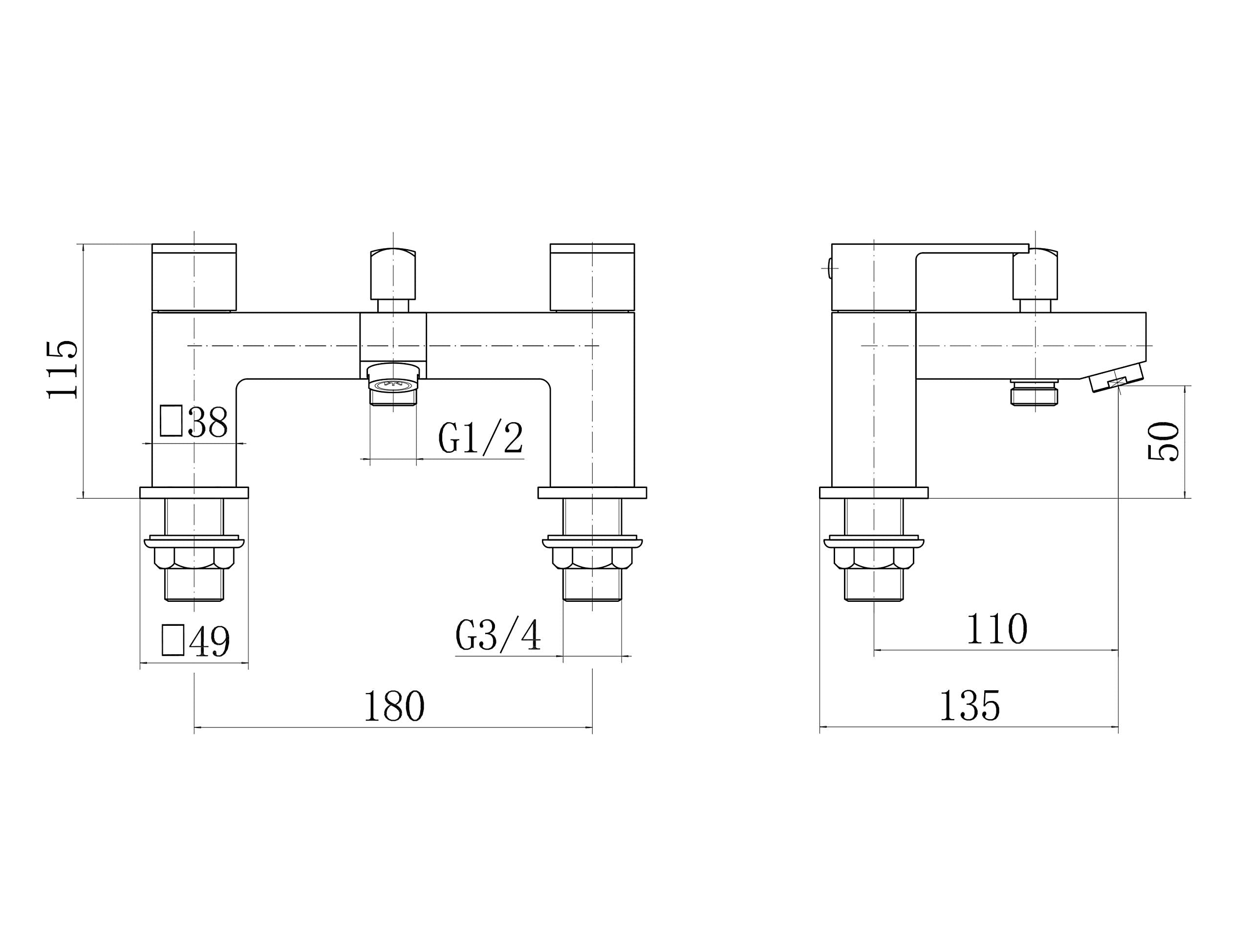 Margate Mono Chrome Basin Sink Mixer & Bath Shower Taps