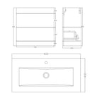 Desire Venus 800 White FS Unit and Slim-Edge Basin (Drawer & Flap)