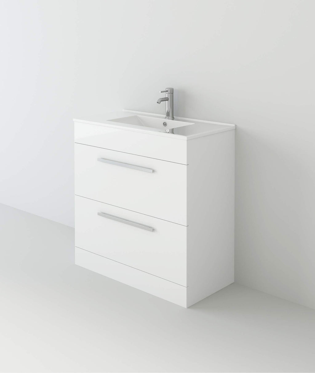 Desire Venus 800 White FS Unit and Slim-Edge Basin (Drawer & Flap)