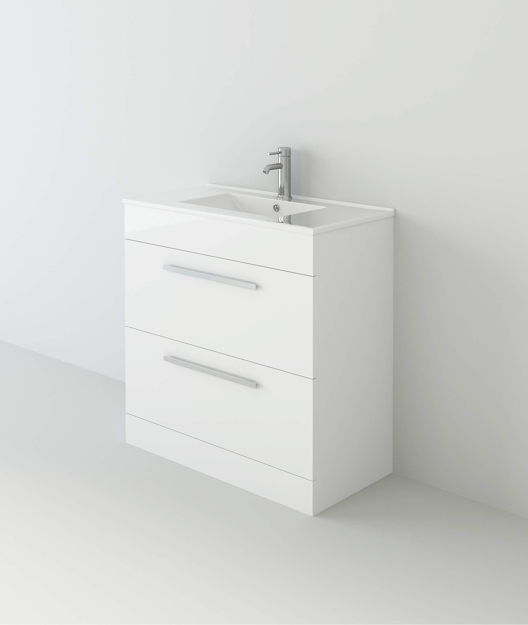 Desire Venus 800 White FS Unit and Slim-Edge Basin (Drawer & Flap)