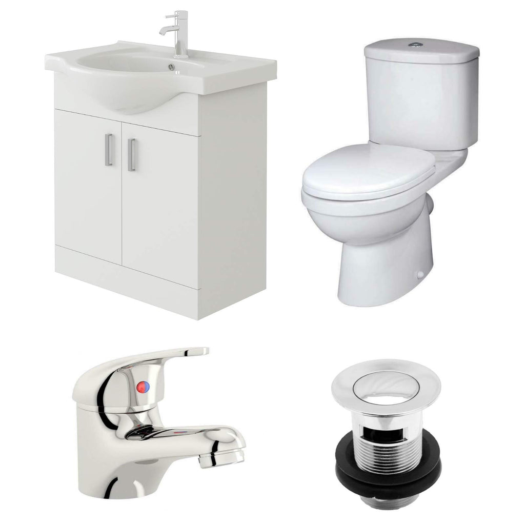 Linx-Compakt 650mm Classic Vanity Unit with Short Project Toilet + Tap