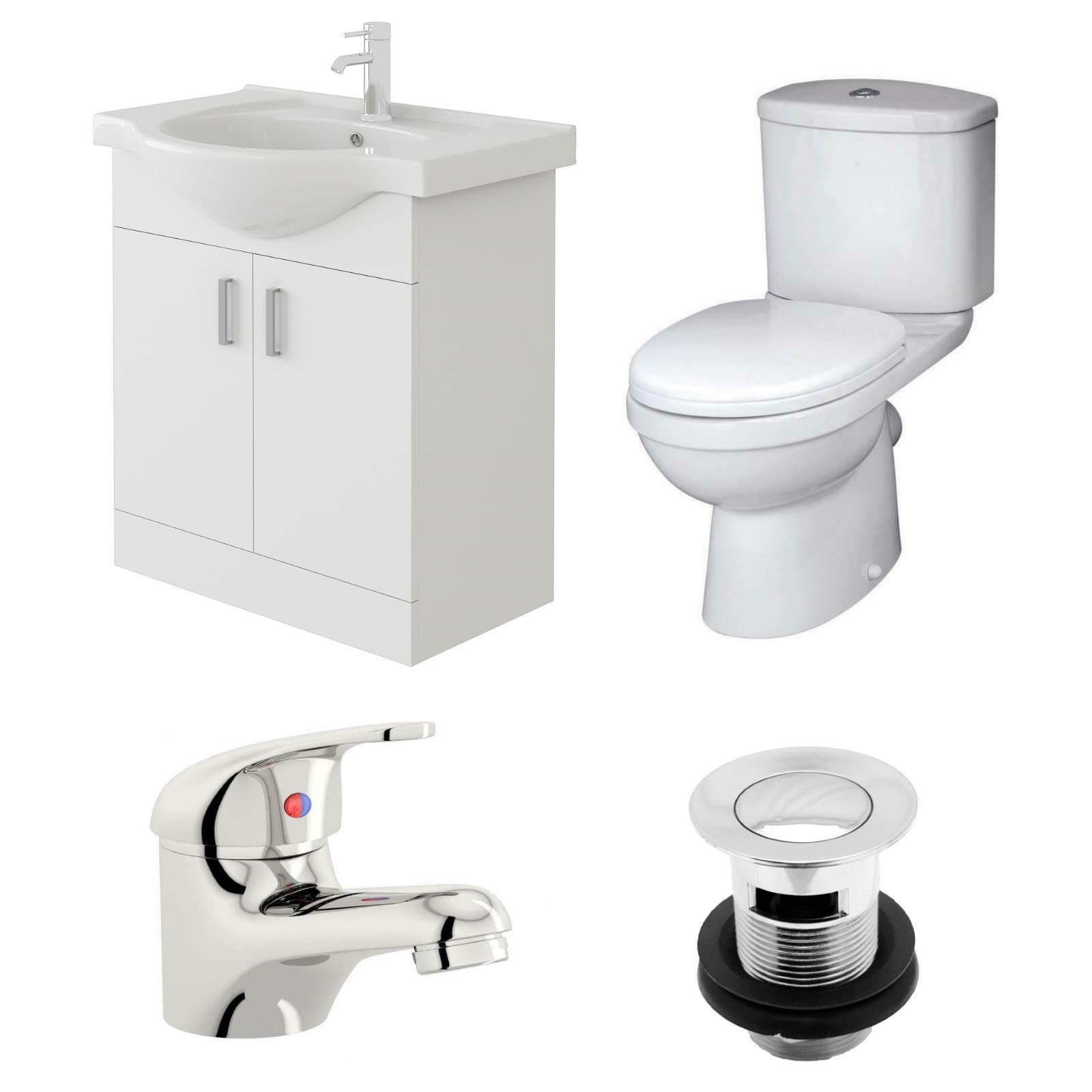 Linx-Compakt 650mm Classic Vanity Unit with Short Project Toilet + Tap