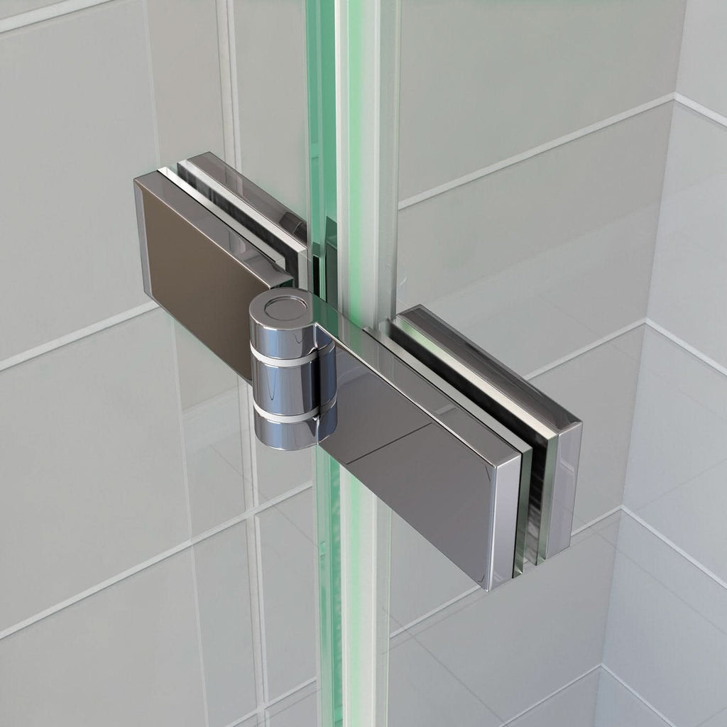 iBathUK Flexa Luxury Folding Bath Shower Screen, Pivot Glass Door Panel, Left Hand, Space-Saving Design, Modern Bath Shower Screen, Chrome, 800mm