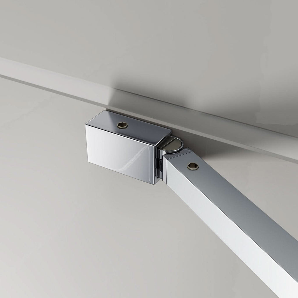 iBathUK Flexa Luxury Folding Bath Shower Screen, Pivot Glass Door Panel, Right Hand, Space-Saving Design, Modern Bath Shower Screen, Chrome, 800mm