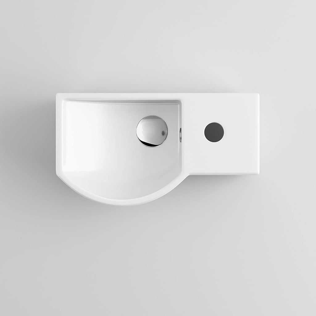 Modern Curved Ceramic Cloakroom Basin Wall Hung Bathroom Sink CA1008