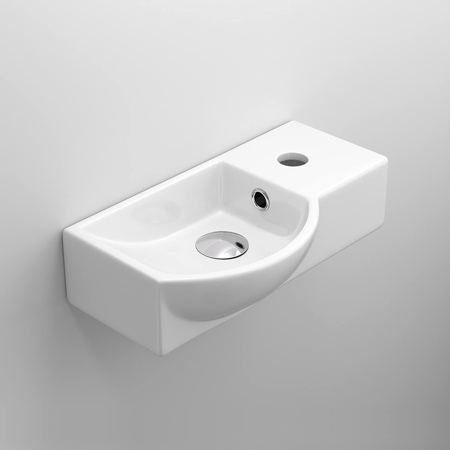 Modern Curved Ceramic Cloakroom Basin Wall Hung Bathroom Sink CA1008