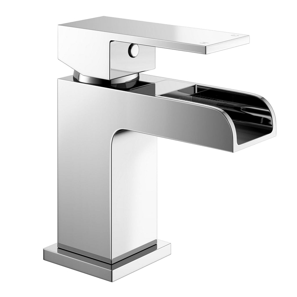 iBathUK Craven Modern Waterfall Basin Mixer Tap, Basin with Mixer Tap, Chrome Monobloc Designer Bathroom Faucet