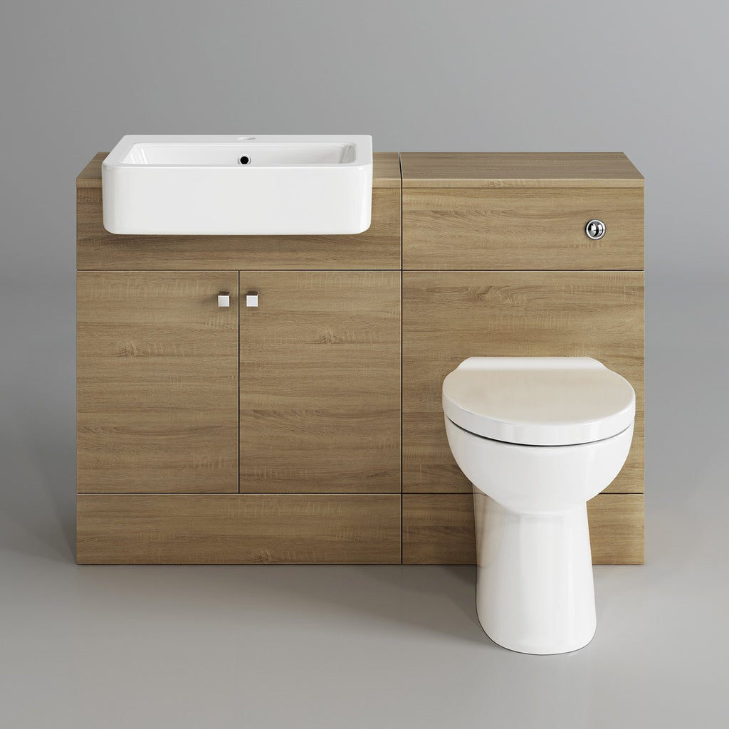 1160mm Harper Gloss Grey Combined Vanity Unit - Quartz Pan