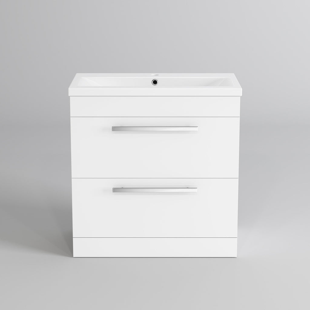 800mm Designer White Vanity Sink Unit Bathroom Basin Storage Furniture MV830