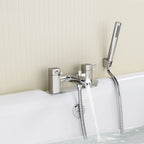 iBathUK Aqulen Square Bath Filler Mixer Tap with Modern Bathroom Shower Head, Modern Bath Filler Tap