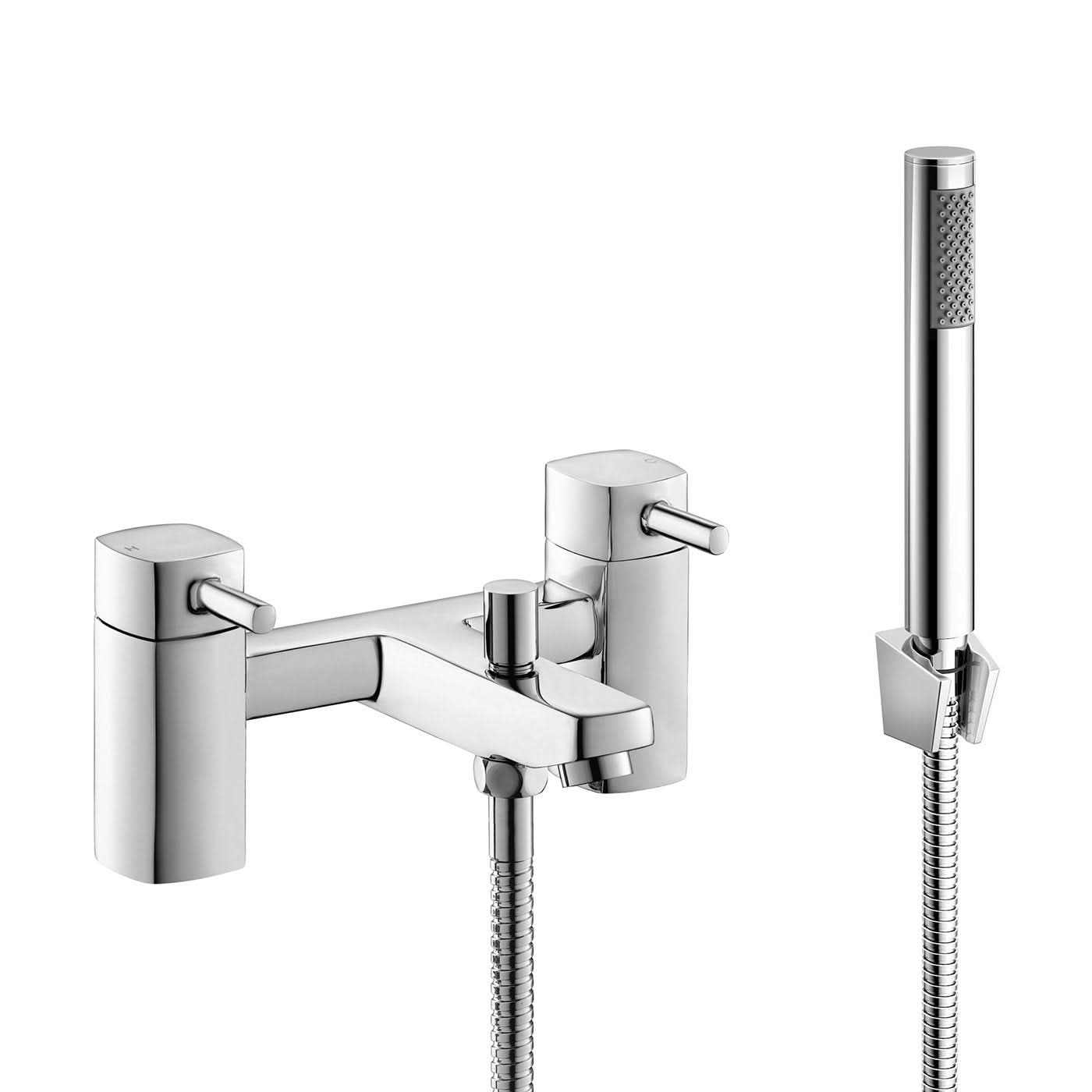 iBathUK Aqulen Square Bath Filler Mixer Tap with Modern Bathroom Shower Head, Modern Bath Filler Tap