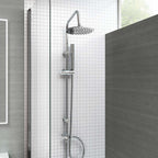 iBathUK Elevex 2 Way Shower Riser Rail Kit with SS Fixed Head & Diverter Round, Stylish Shower Riser Rail, Chrome