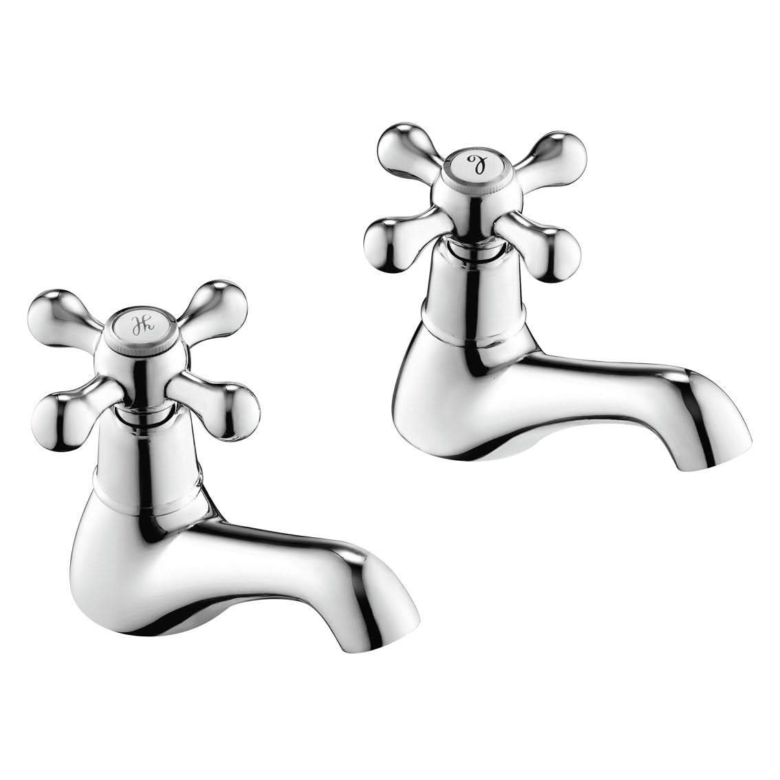 iBathUK Fylar Traditional Twin Basin Sink Hot and Cold Taps, Classic Bathroom Tap Sets for Stylish Basins and Sinks, Chrome