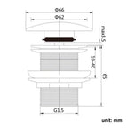 iBathUK Klyra Unslotted Basin Sink Tap Push Pop Up Click-Clack Waste, Modern Basin Waste Solution for Contemporary Bathrooms, Chrome