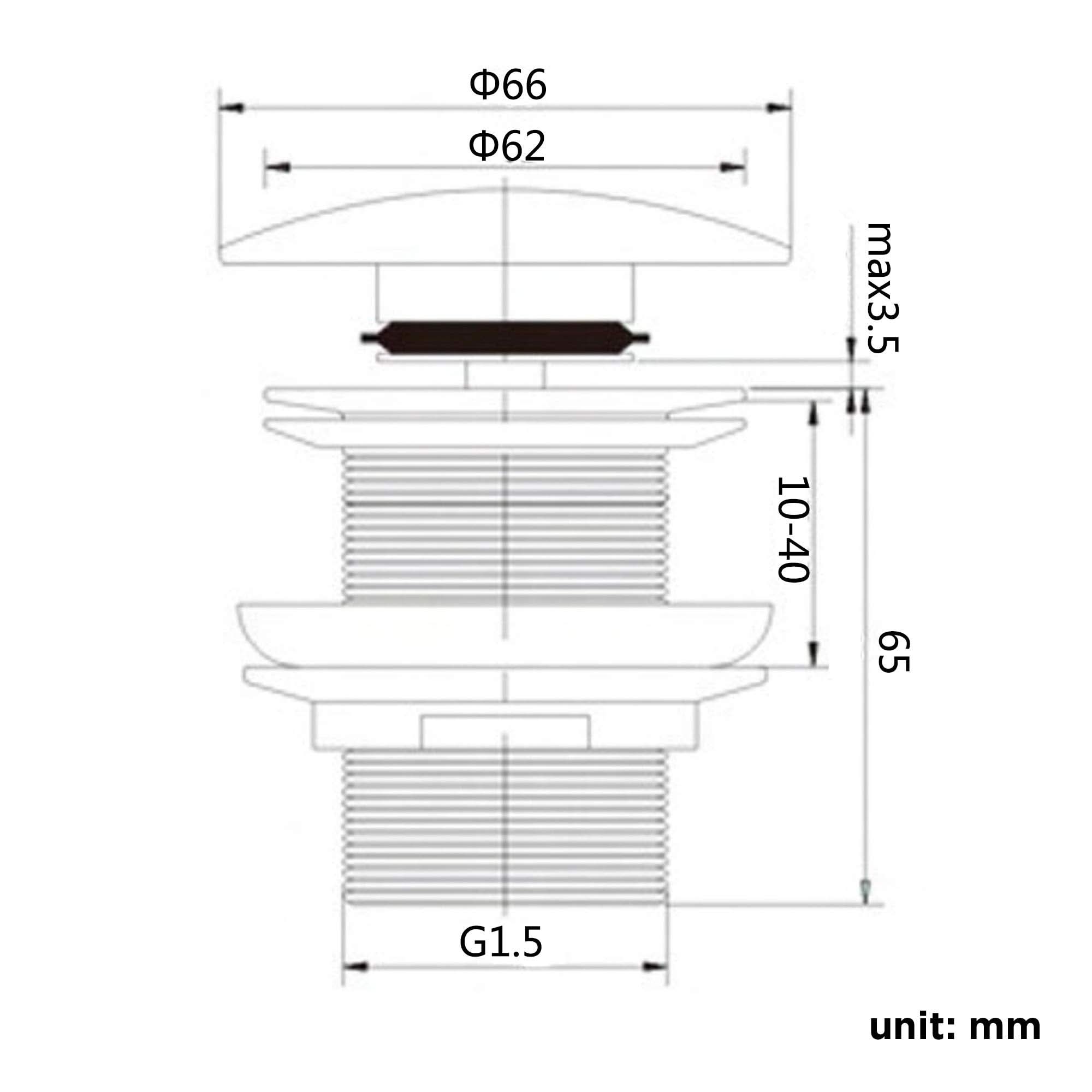 iBathUK Klyra Unslotted Basin Sink Tap Push Pop Up Click-Clack Waste, Modern Basin Waste Solution for Contemporary Bathrooms, Chrome