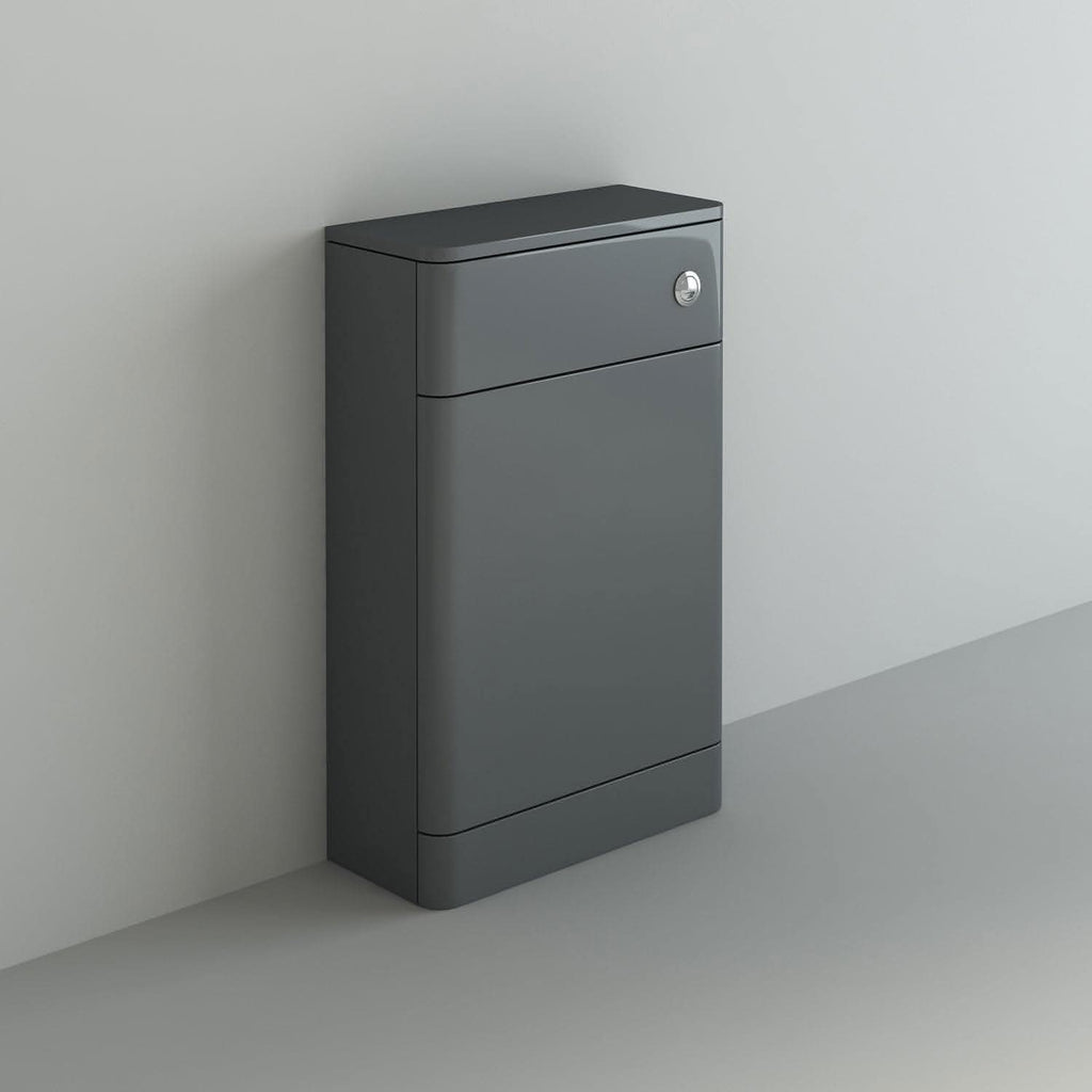 Denver WC Unit in Anthracite Grey Gloss, sleek bathroom storage, space-saving design, flat pack, modern home essentials