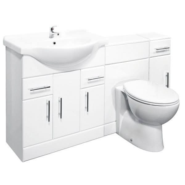Bathroom Vanity Unit Cabinet Combination Set WC Toilet Unit Pan Cistern
