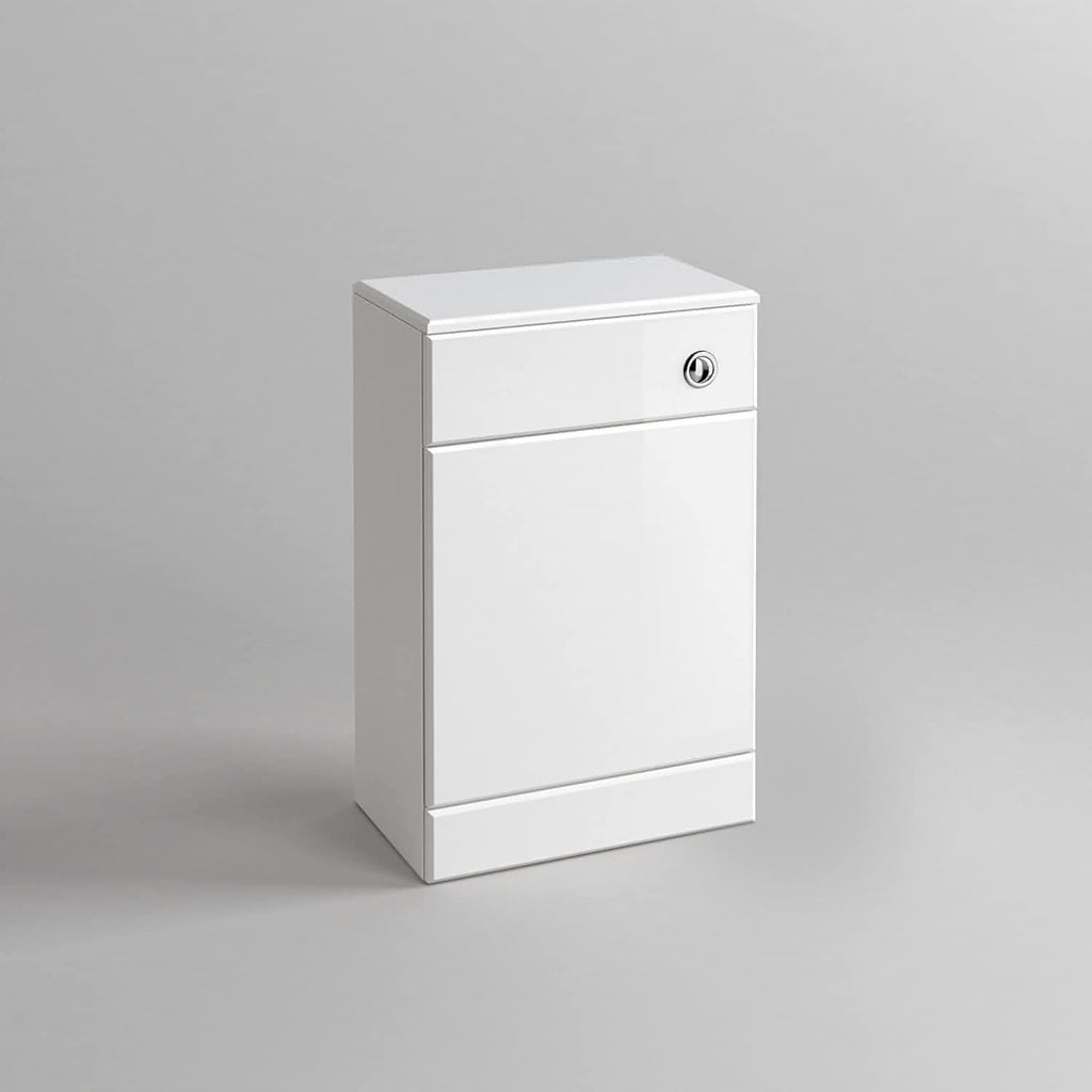 Gloss White Modern WC Unit with Back to Wall Toilet and Soft Close Seat, contemporary bathroom design, space-saving, stylish UK trends.