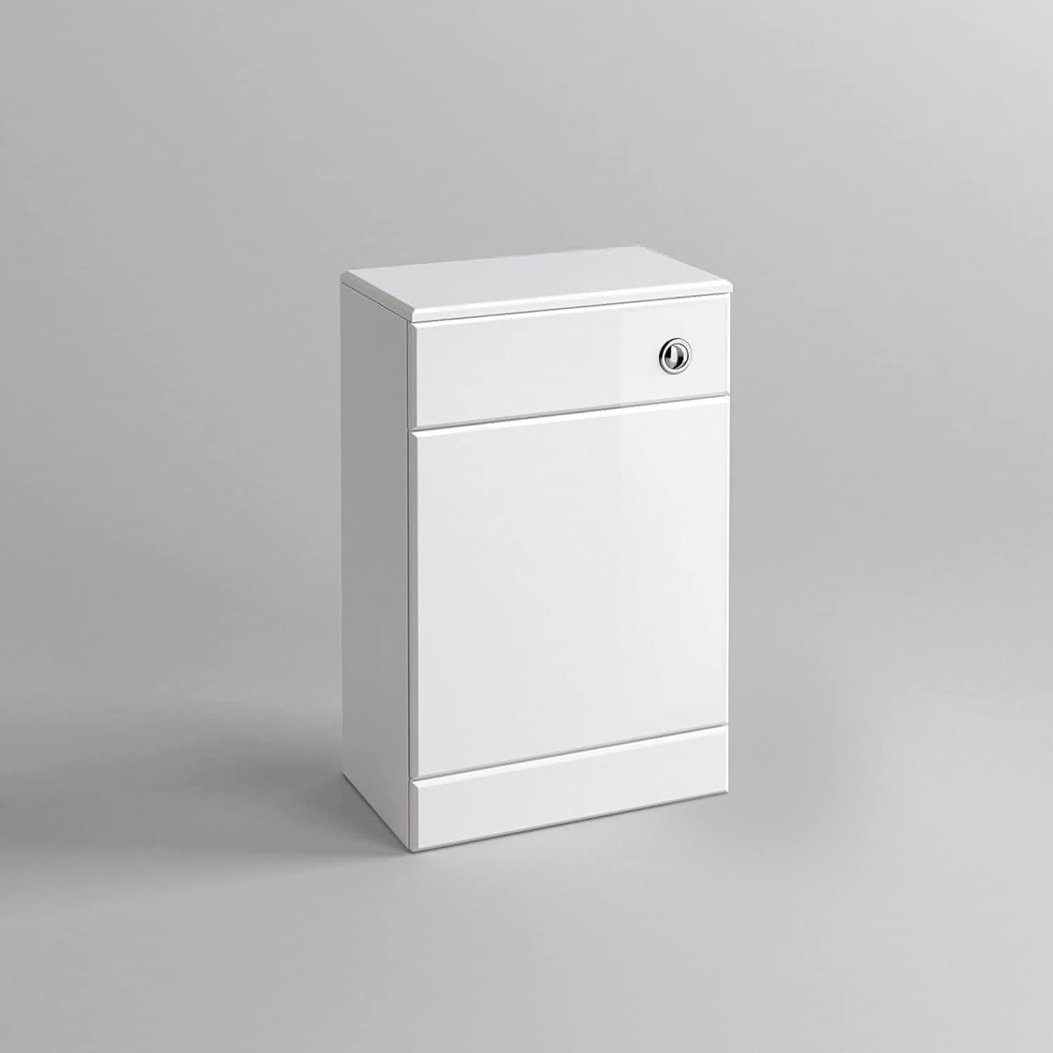 Gloss White Modern WC Unit with Back to Wall Toilet and Soft Close Seat, contemporary bathroom design, space-saving, stylish UK trends.