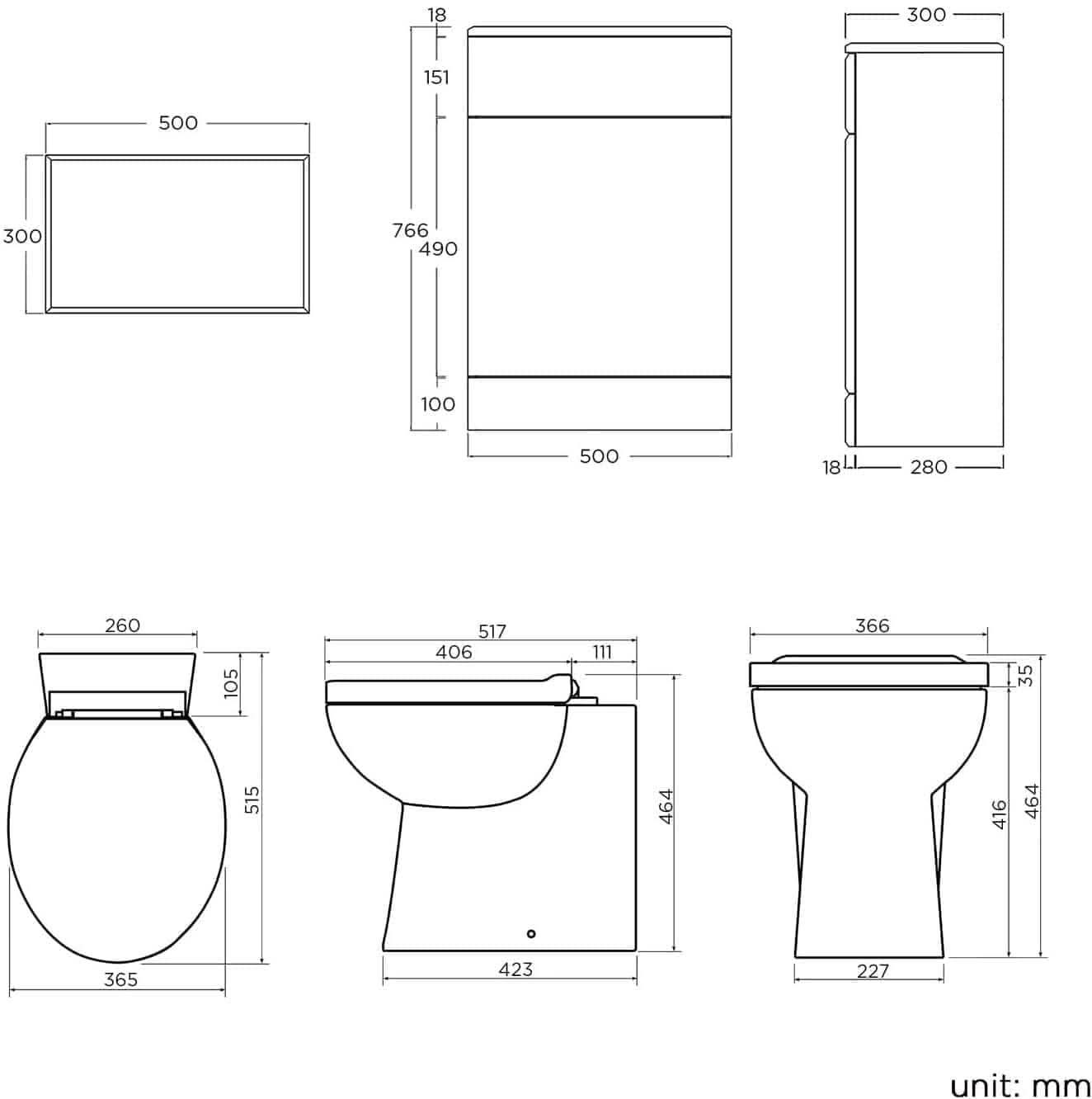 Modern Gloss White WC Unit with Back to Wall Toilet and Soft Close Seat, ideal for contemporary bathrooms. Buy online at Bathroom4Less.