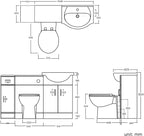 Modern Gloss White Bathroom Combination Set including Toilet, Seat, Vanity Unit, and Basin. Ideal for contemporary UK bathrooms.