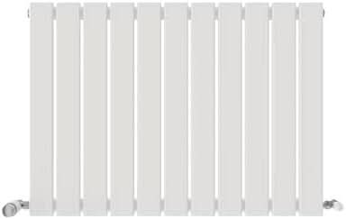 The iBathUK Apex Horizontal Single Panel Slim Flat Radiator features eight vertical flat panels and two bottom valve knobs—an elegant designer radiator from iBathUK, perfect for modern interiors.