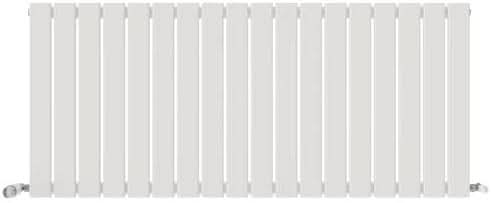 The iBathUK Apex Horizontal Single Panel Slim Flat Radiator is a modern white designer radiator with evenly spaced vertical panels and two metal valves at the bottom corners, shown against a plain background.