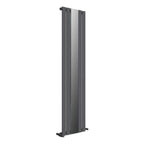 The iBathUK Apex Vertical Single Panel Radiator is a modern, slim designer radiator in matt anthracite with a sleek rectangular build and a central mirrored panel, shown upright against a white background.