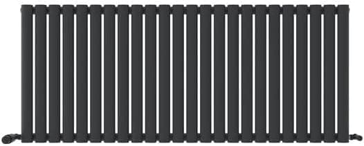 The iBathUK Strata Vertical Radiator features a sleek anthracite finish, with single oval panels and dual pipe connectors on each side, combining designer style with practical heating for modern interiors.