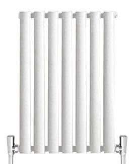 The iBathUK Strata Vertical Radiator is a designer anthracite single oval panel radiator with a sleek, modern look and rounded columns, perfect for stylish heating solutions.