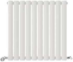 The iBathUK Strata Vertical Radiator is a sleek, anthracite single oval panel designer radiator with eight vertical tubes and silver valve fittings, offering a stylish alternative to traditional radiators.