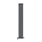 The iBathUK Strata Vertical Radiator features a sleek, tall single oval panel design, standing on two compact legs and adding a modern, designer touch to your space.