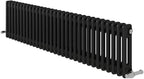 The iBathUK Regency Horizontal Column Radiator is a slim, double panel anthracite radiator with silver valves, ideal for stylish heating in bathrooms, kitchens, or living rooms.