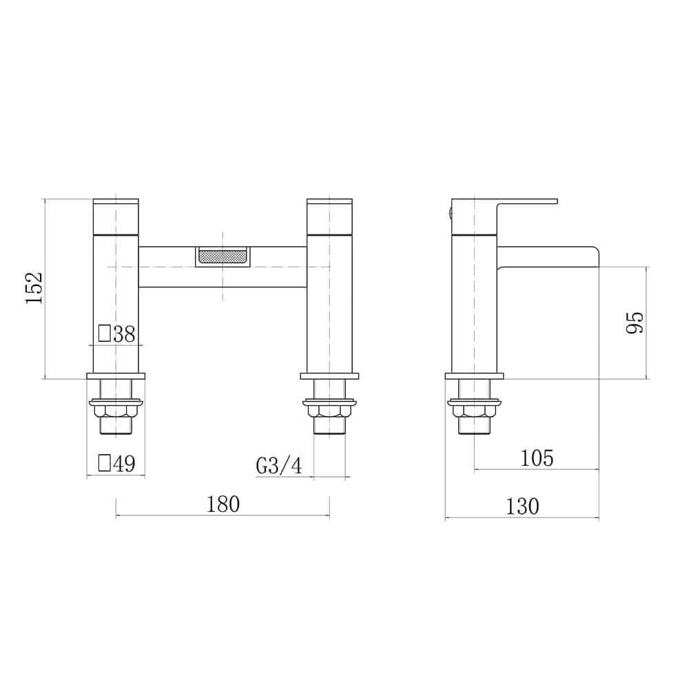 Stylish Kelvin Bath Filler Tap in Chrome Finish with Modern Design - Perfect for Contemporary UK Bathrooms | Bathroom4Less