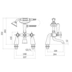 Regency Traditional Bath Shower Mixer Tap with Kit - Brushed Brass