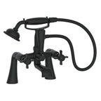 Regency Traditional Bath Shower Mixer Tap with Kit in Matt Black finish, featuring classic design and modern functionality for elegant bathroom upgrades.