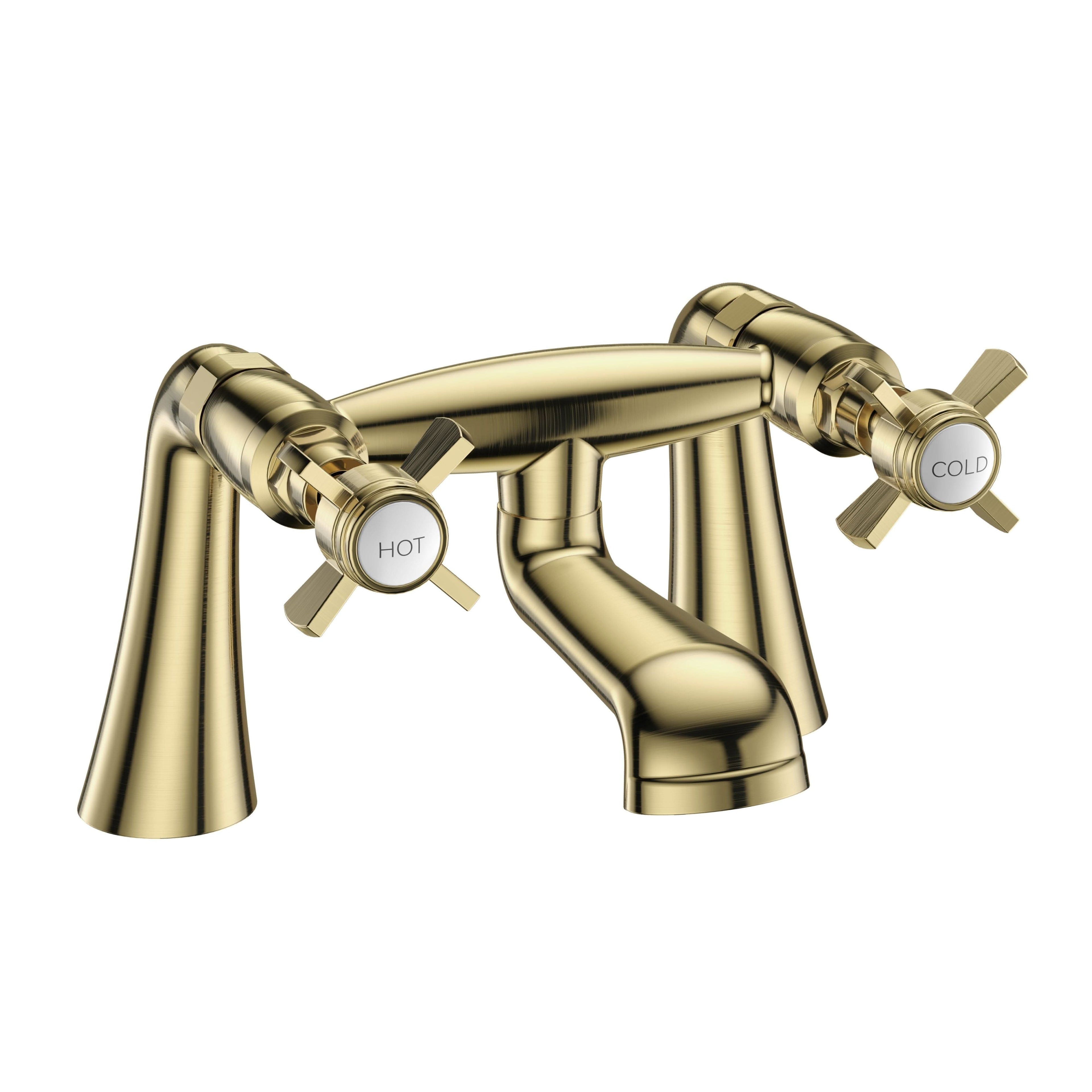 Regency Traditional Bath Filler Mixer Tap in Brushed Brass finish, elegant design for UK bathrooms. Buy now at Bathroom4Less.