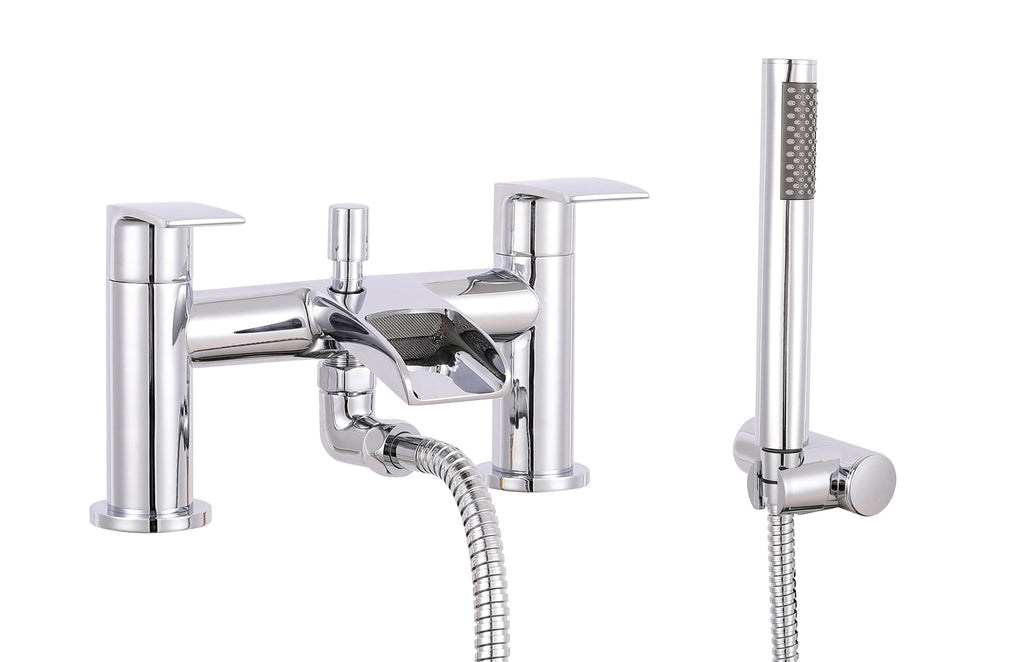 Symphony Round Waterfall Bath Shower Mixer Tap - Chrome, contemporary design, bathroom renovation, stylish fittings, UK home improvement
