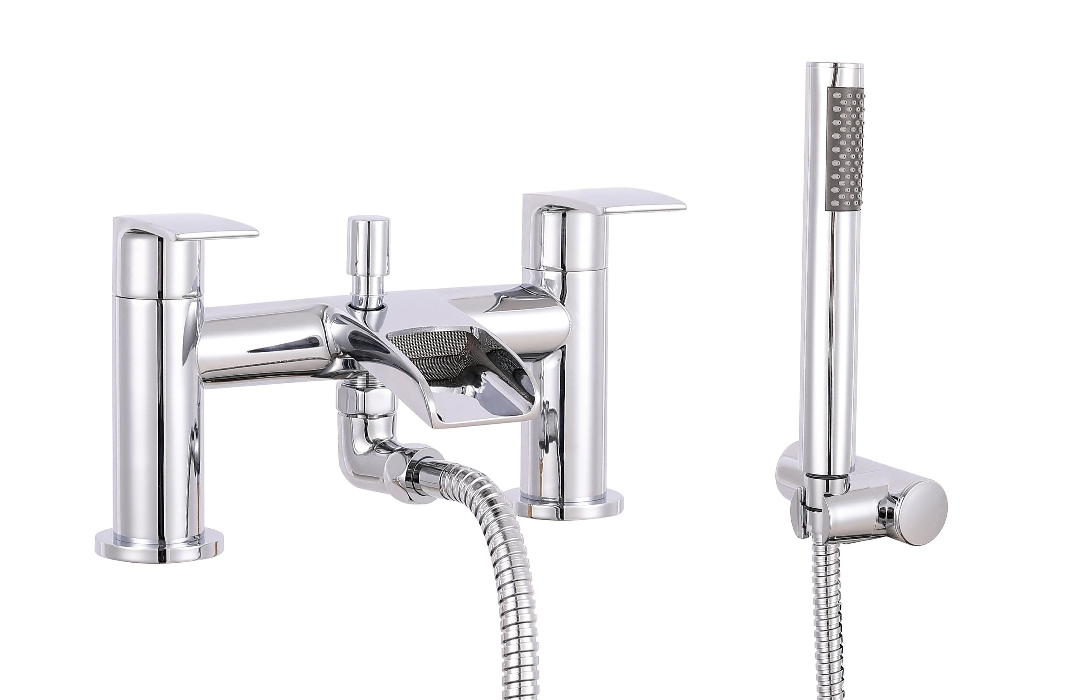 Symphony Round Waterfall Bath Shower Mixer Tap - Chrome, contemporary design, bathroom renovation, stylish fittings, UK home improvement